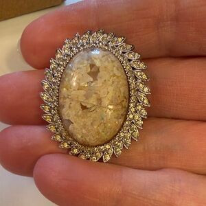 vintage 1960s Panetta rhodium-plated faux-opal and yellow rhinestone brooch